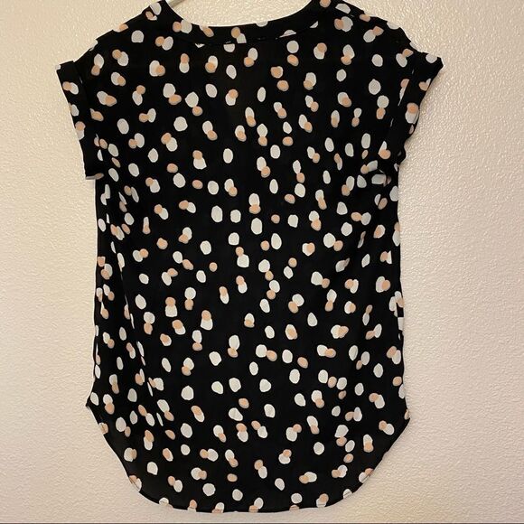 PHILOSOPHY black print Sheer Flowy Blouse Top cuffed sleeves XS - Picture 3 of 11